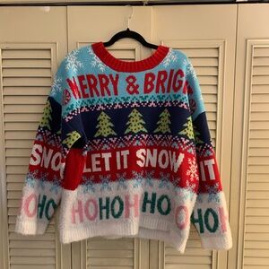 Festive Merry & Bright Sweater-Ugly Christmas Sweater